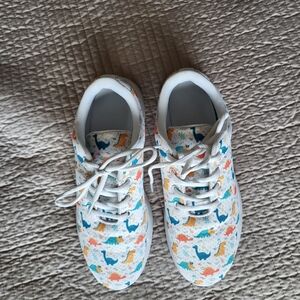 Colorful Dinosaur Print Sneakers, Size 8.5 Women